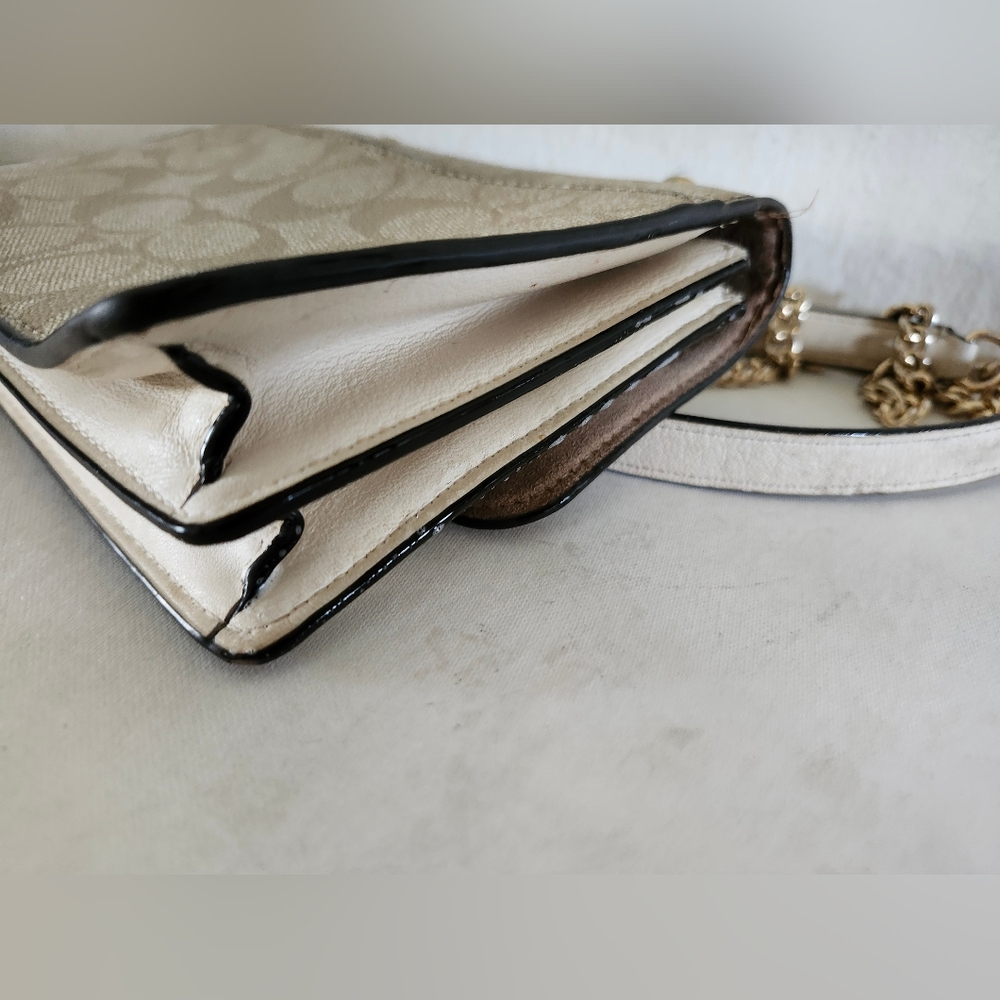Coach Beige Signature Canvas Chain Crossbody Bag - Picture 10 of 13
